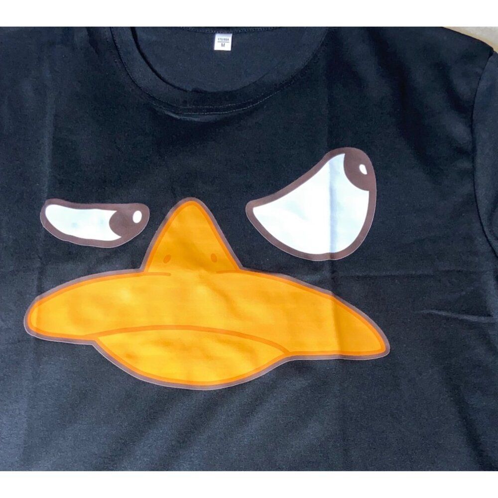 Black Unisex Graphic T-Shirt With Funny Cartoon Duck Face Print
